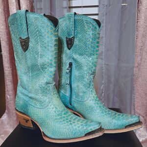 Lane Bad Habits Tempting Turquoise Western Boot Sz. 8.5 w/Matching Purse